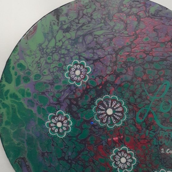 Hand Crafted Painted Vinyl Record Recycled Repurposed Wall Art Essential Love - Picture 6 of 6